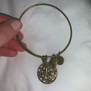 Alex and Ani directional compass in goldstone bracelet